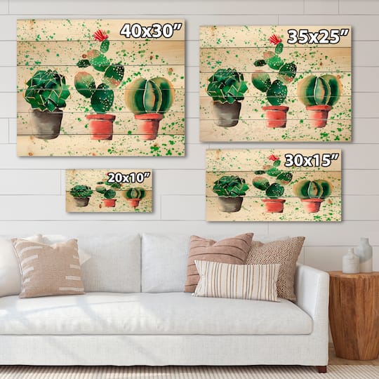 Designart - Three Cacti In Clay Pots